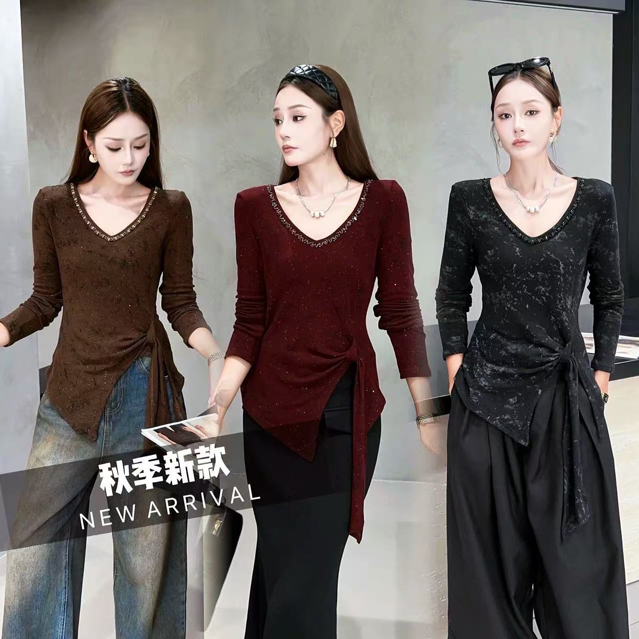 【漫老板】1005私服 定制轻奢重工领钻开衩不规则T恤