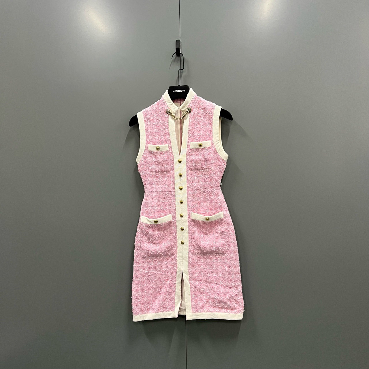 95新 GUCCI/古驰 （zd4）粉色小香风编织连衣裙 36码/fg207158  