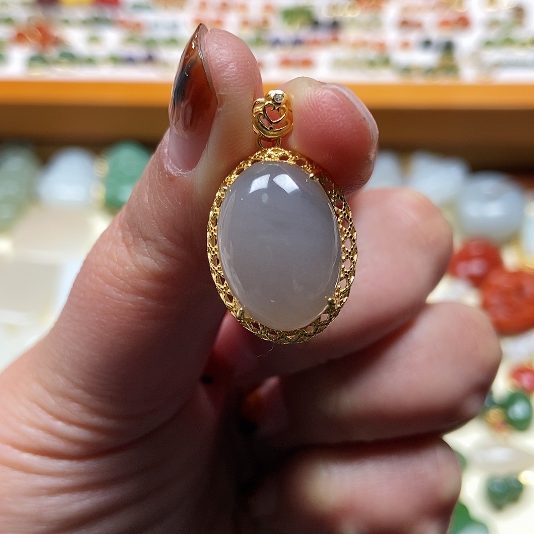 和田玉吊坠银S925镶嵌