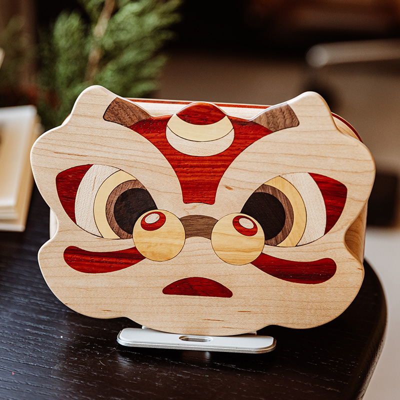 原上城原创设计新中式实木醒狮平板ipad手机支架桌面摆件日常送礼