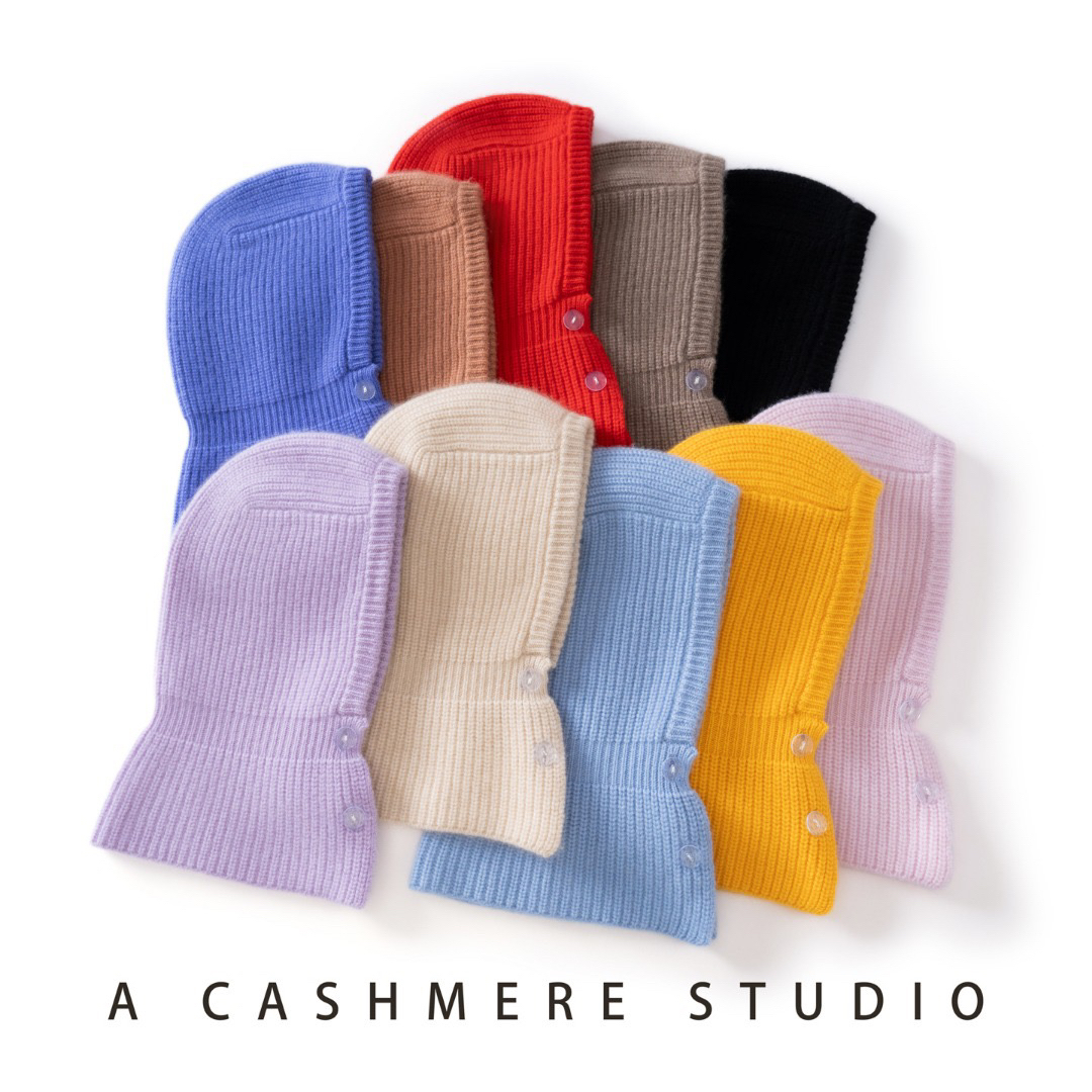 Cashmere Baby山羊绒帽子男女童针织围脖一体帽护耳保暖套头帽