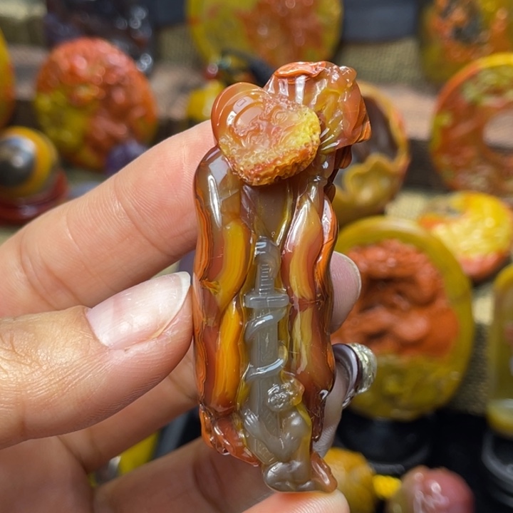 玛瑙/玉髓未镶嵌珠宝奇石北票钟馗3888特价