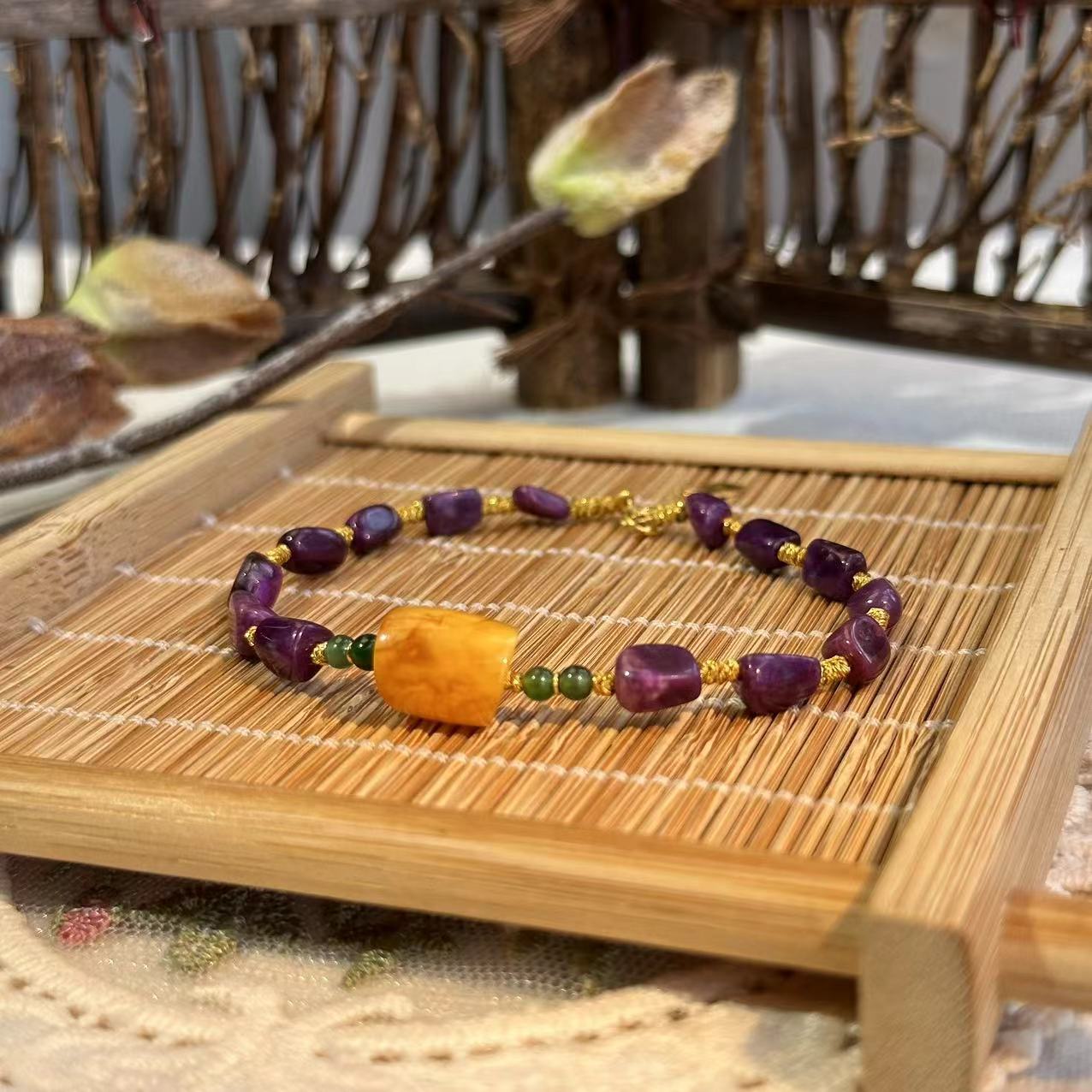 舒俱来凝胶紫红翡翠手链18k/AZB1553/16cm