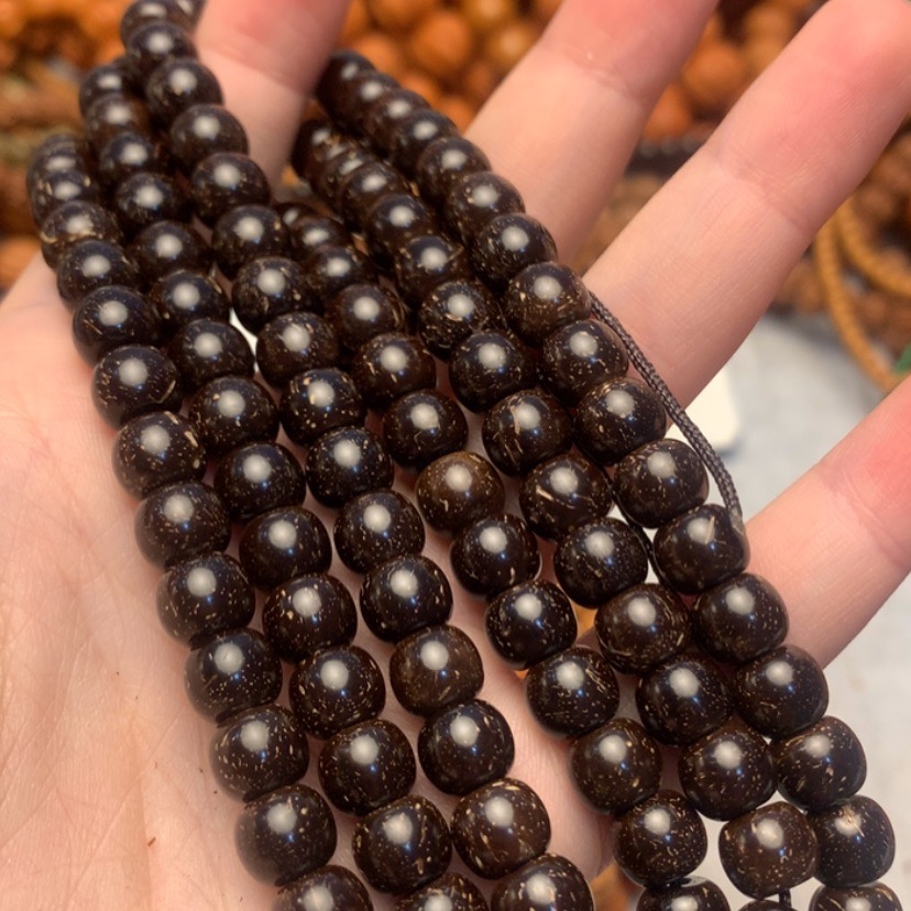 老型椰蒂108脖挂8*6mm原椰蒂佛珠手串印尼椰蒂精品文玩