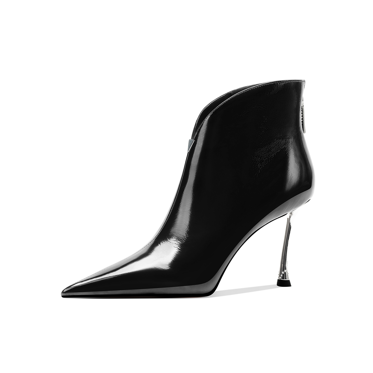 200-2025蛇年新真皮短靴上新黑色女尖头细高跟时装靴小短靴绒里