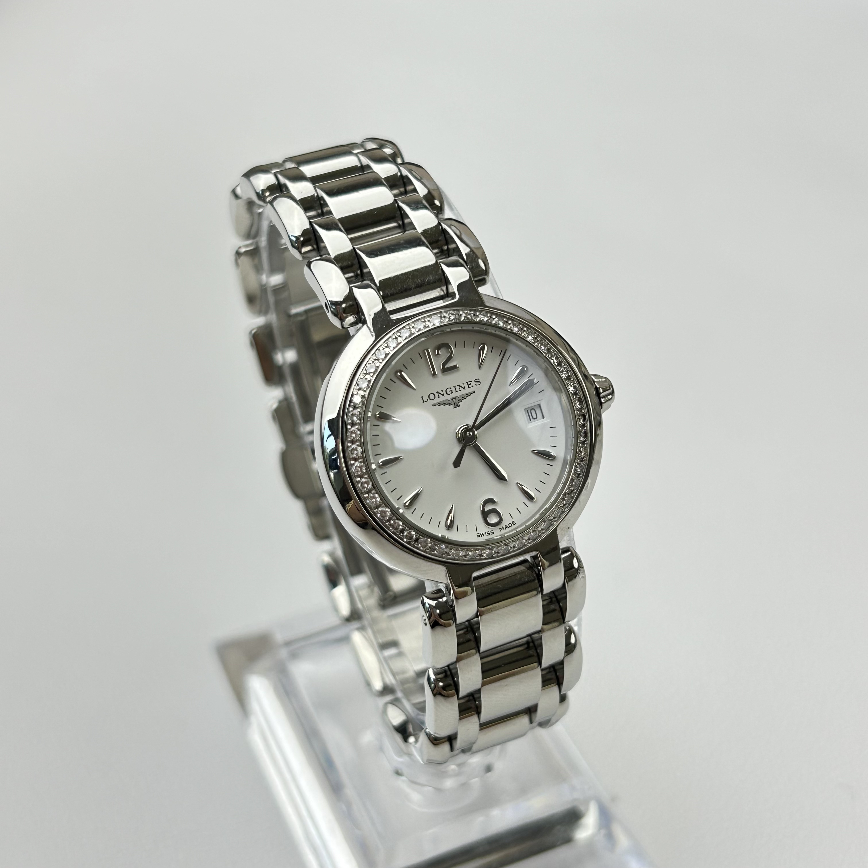 95新 Longines/浪琴 浪琴C/G0435/石英女表/表径26.5mm原装镶钻