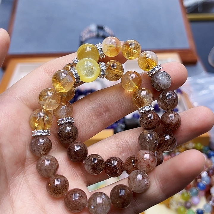 水晶手链银S925镶嵌黑金超q