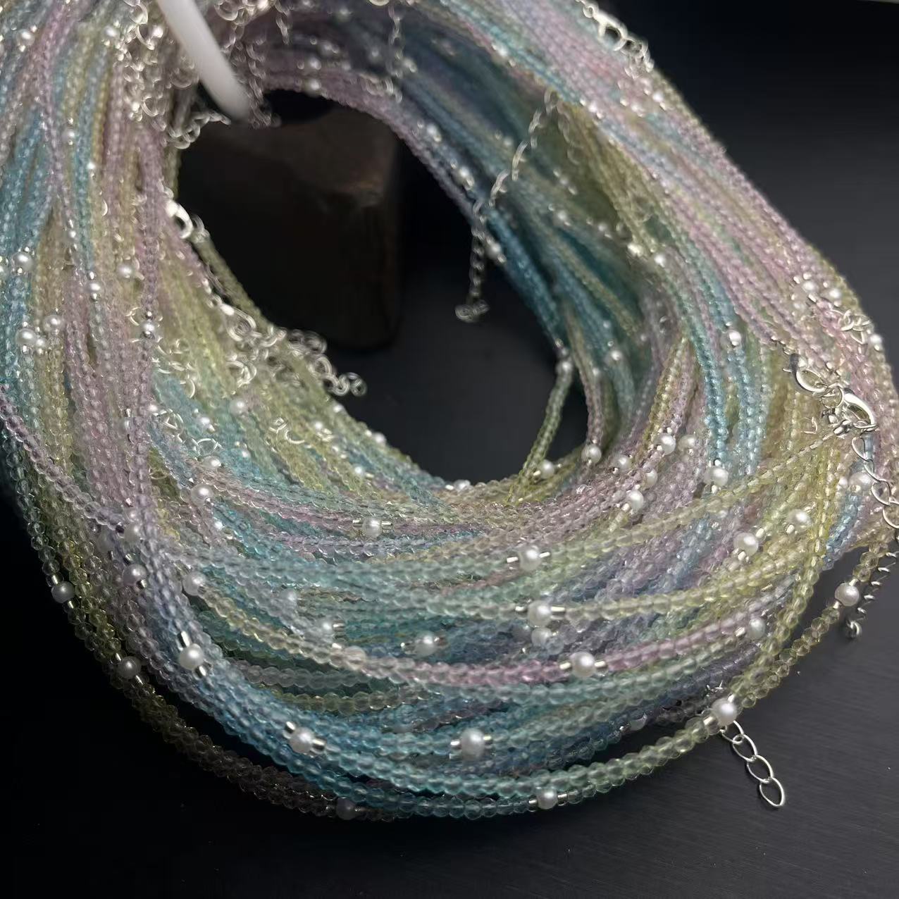 合金合成锆石项链 ZBG1318彩色锆石锁骨链(天然珠宝多样性发其一）