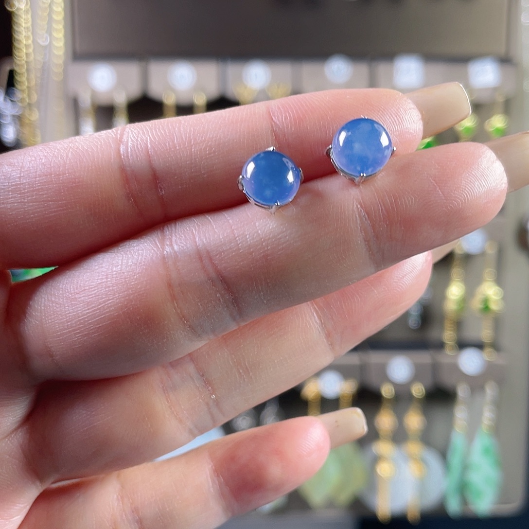 翡翠银S925镶嵌耳饰翡翠