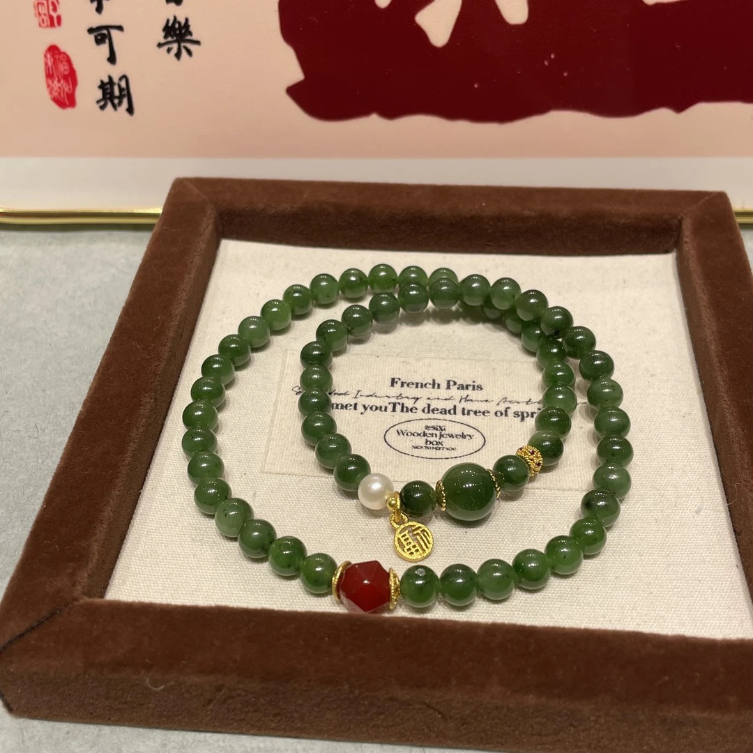 新中式百搭天然碧玉DIY手串