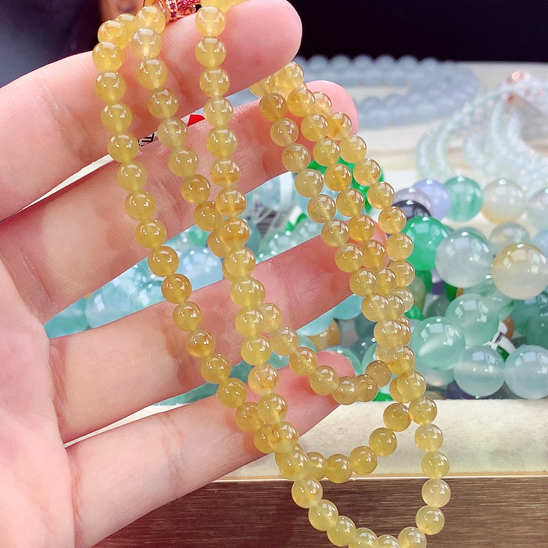 翡翠未镶嵌手链黄翡