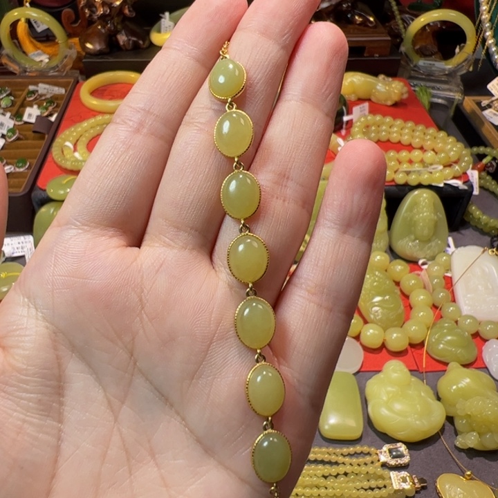 和田玉（黄玉）银S925镶嵌颈饰