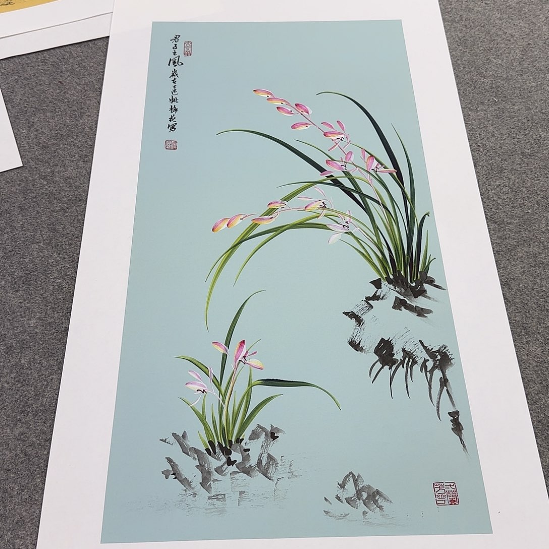 国画国画立体兰花作品