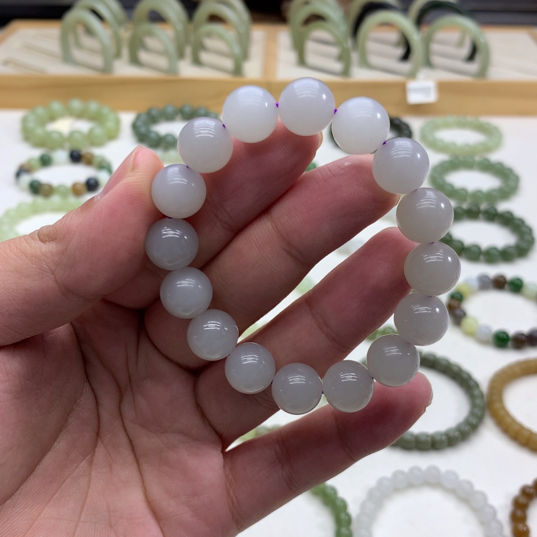 和田玉手串（烟紫11.5）未镶嵌