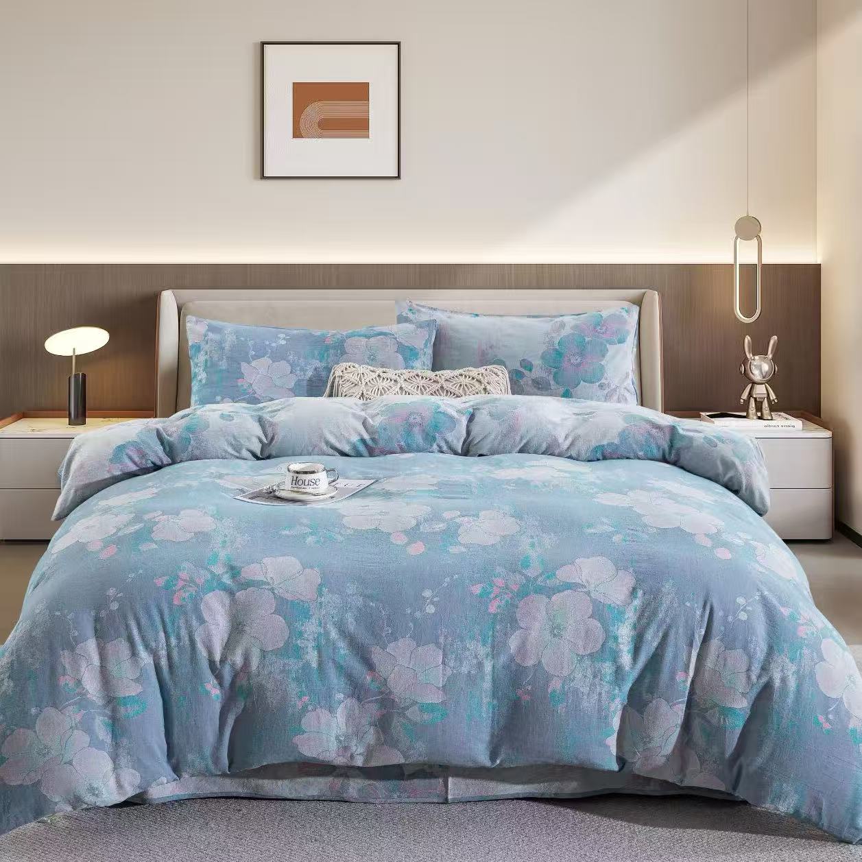 （奥兰之歌蓝）云锦棉色织提花单人四季被150*200（约3.5斤）可水洗