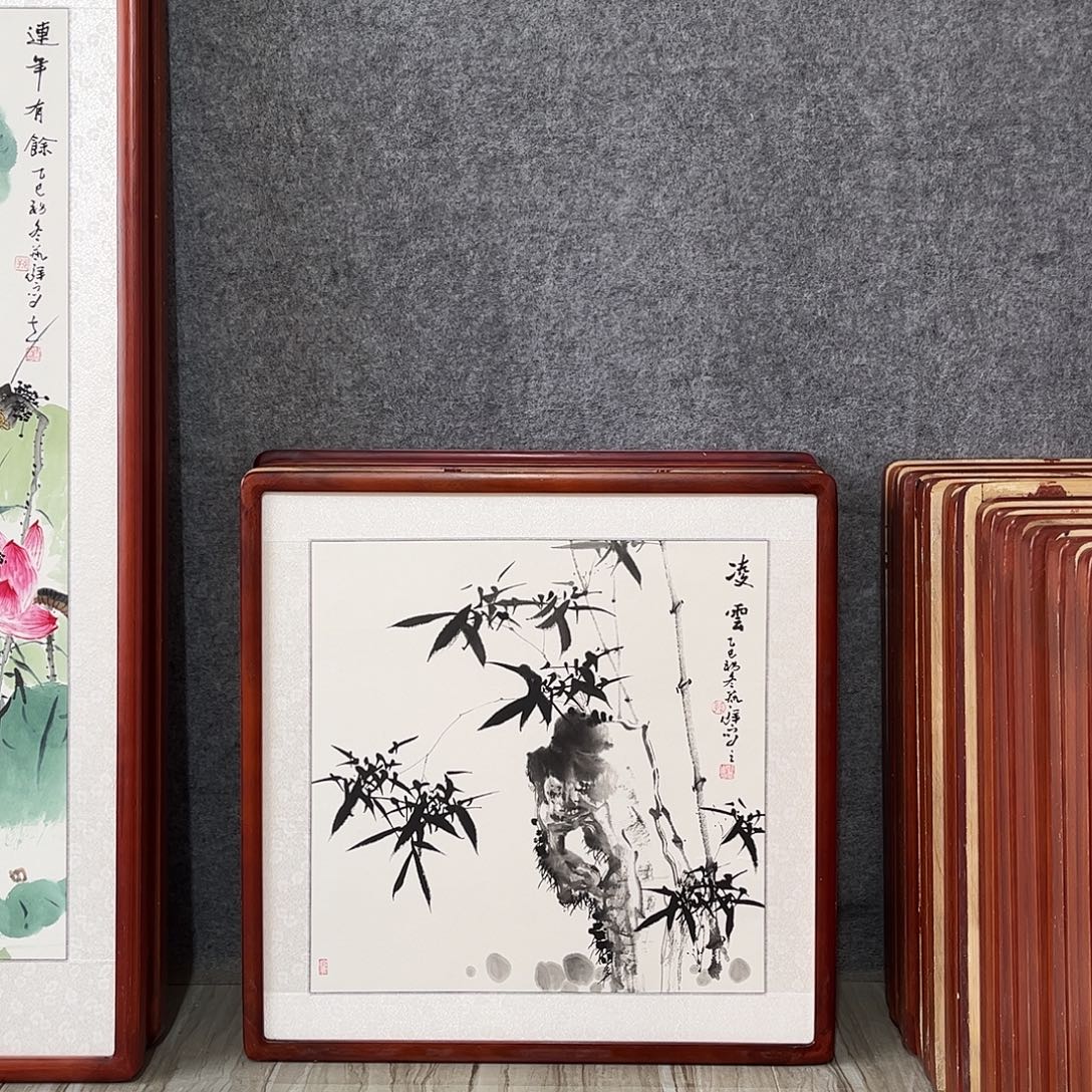 国画书画作品带框63×63