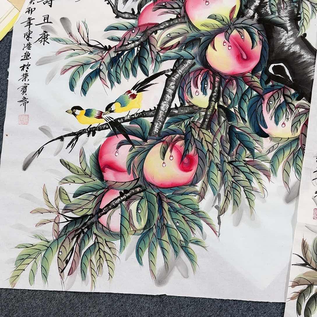 国画罗***汇尺寸70X70手绘作品