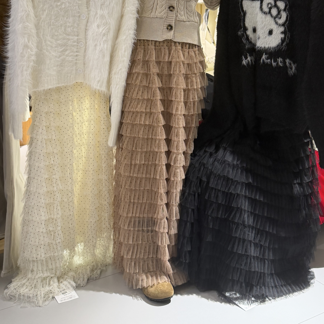 高腰网纱蛋糕半身裙秋冬新款显瘦百搭中长款a字层层仙女纱裙