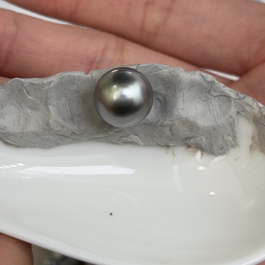 定制海水珍珠裸珠未镶嵌A**杏11-12mm铂金灰裸珠一颗