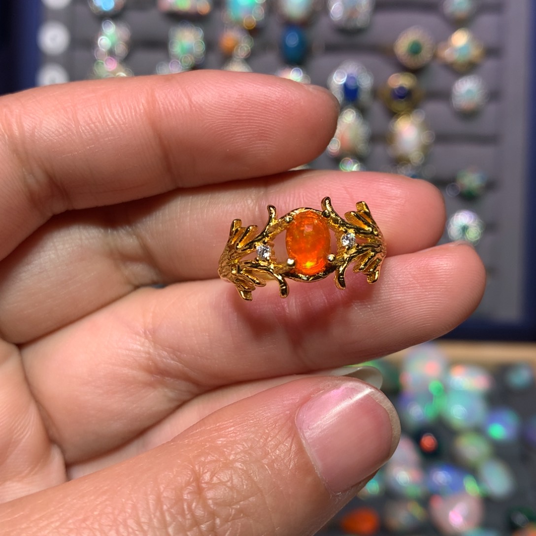 欧泊戒指款式银S925镶嵌