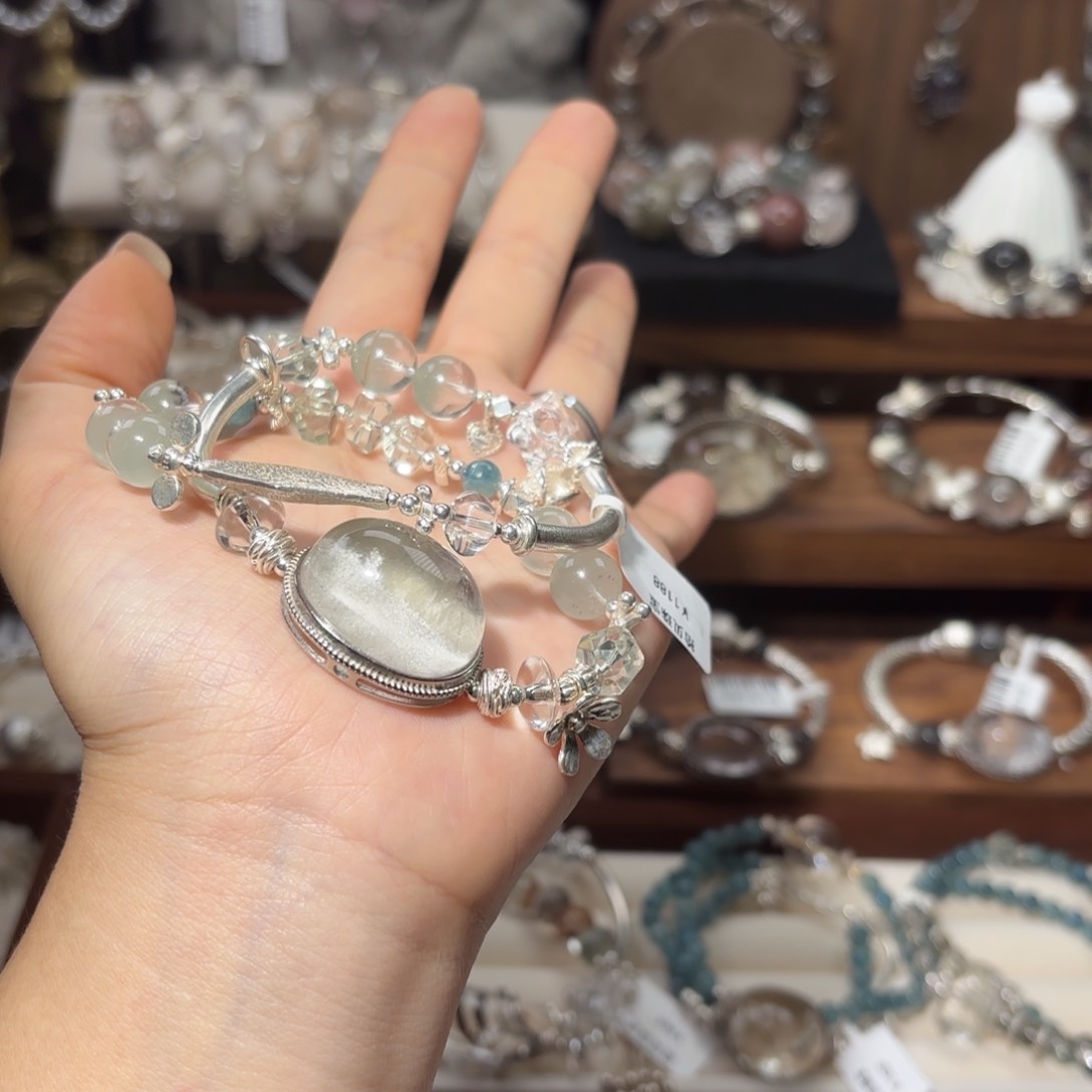 水晶手链银S925镶嵌C****L绿幽灵