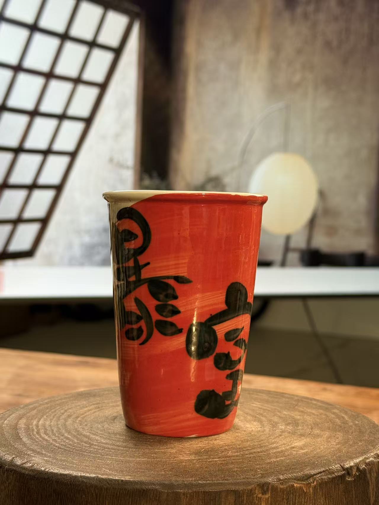 030景德镇高温釉下彩纯手绘陶瓷可乐杯