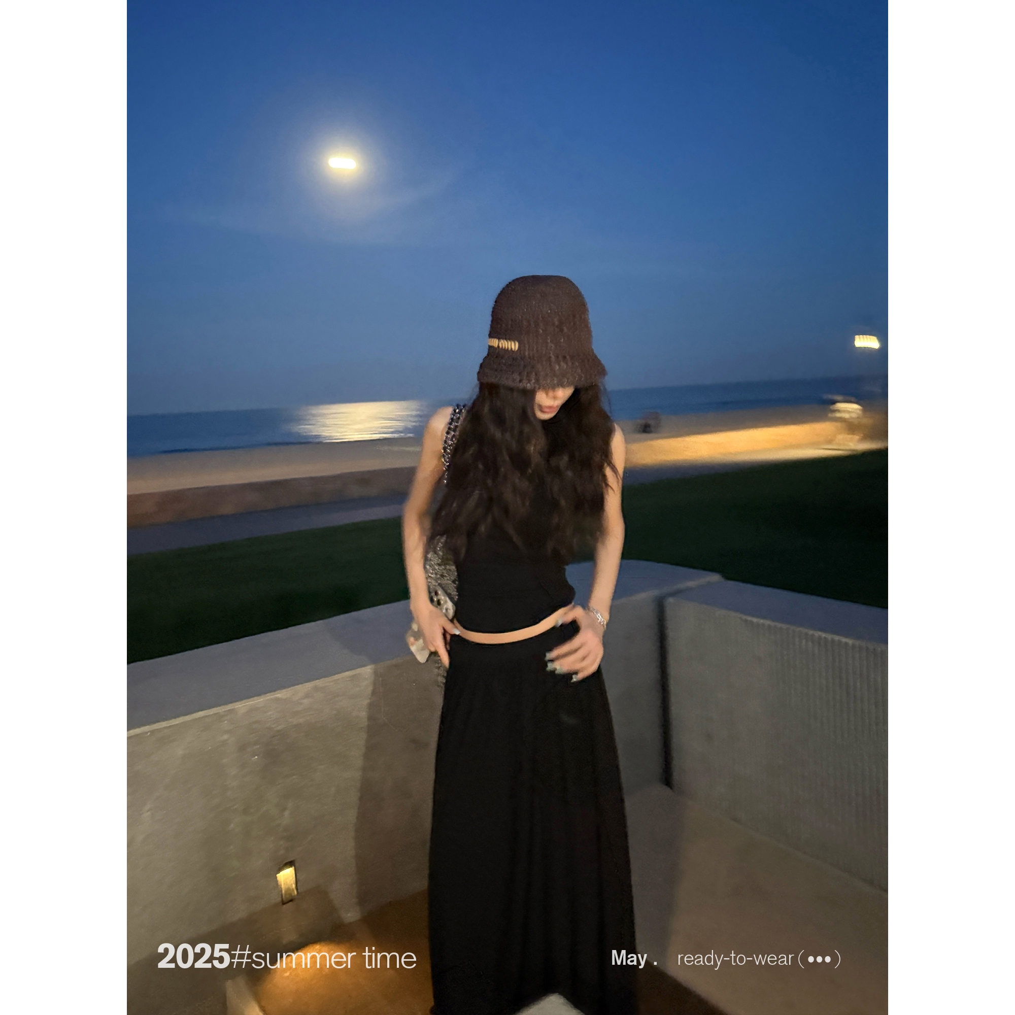 SUNONEONE 抽褶休闲套装女夏季挂脖吊带半身裙韩系两件套H0762A