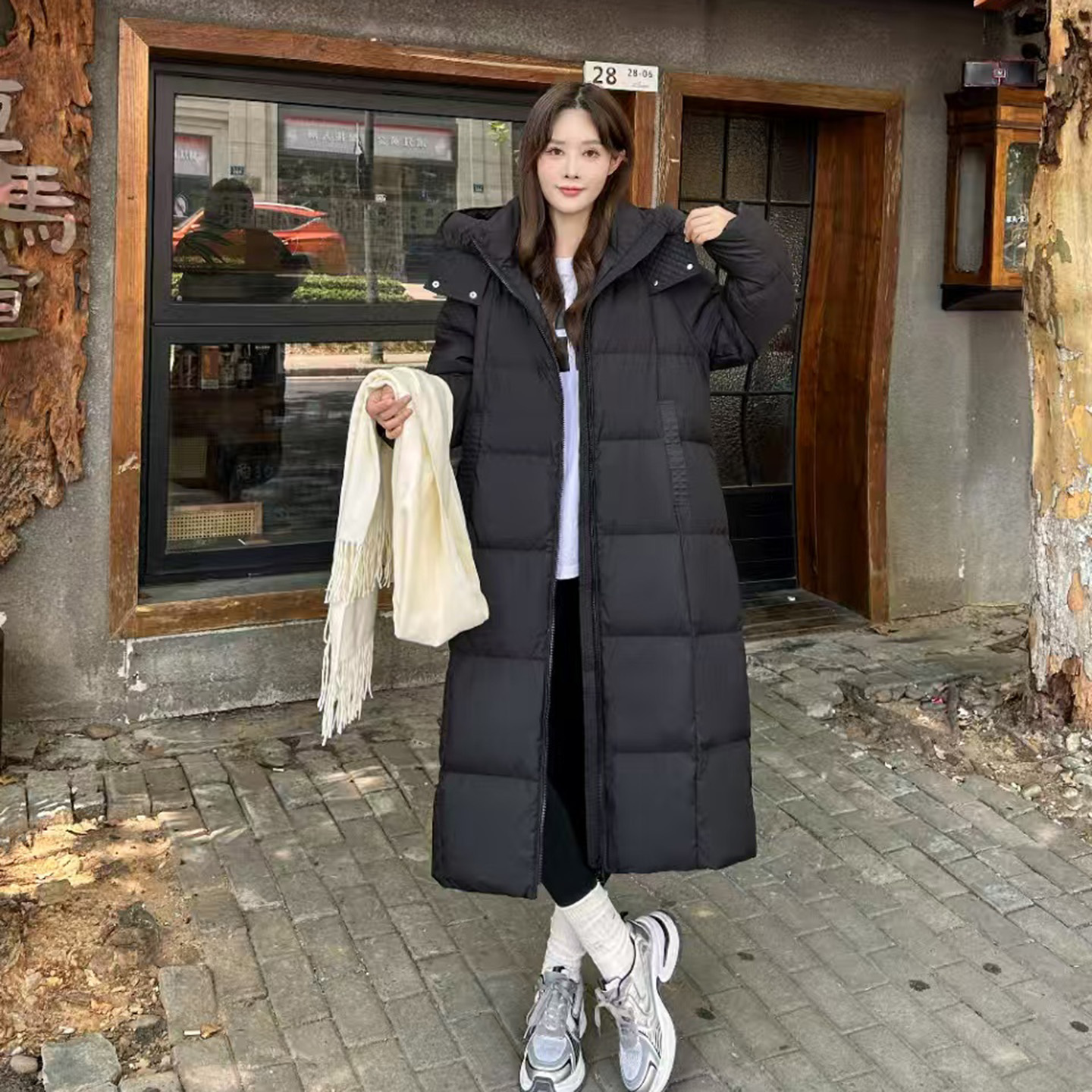 思蓝轩中长款羽绒服女冬季款韩版高级感加厚连帽双拉链外套N4940