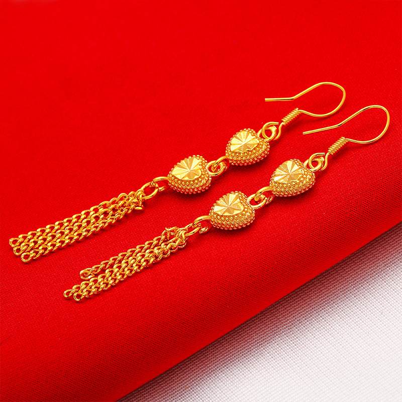 铜合金耳饰 双爱心流苏耳环气质精美百搭耳饰品女1199