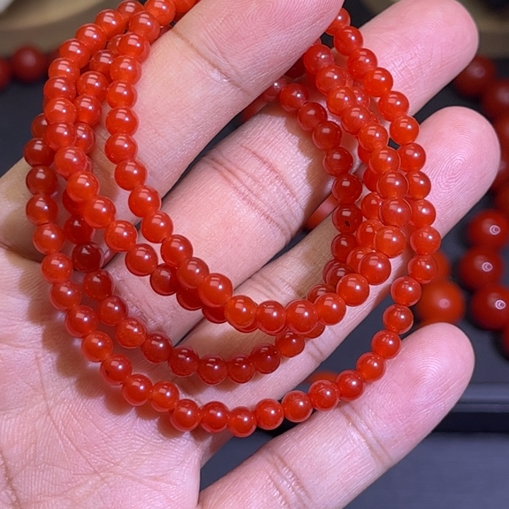 南红玛瑙未镶嵌手链5mm多圈