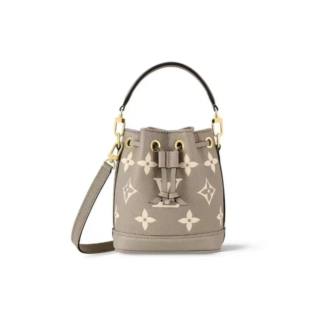 99新 LouisVuitton/路易威登 大象灰压纹粒面牛皮NOE水桶包/E