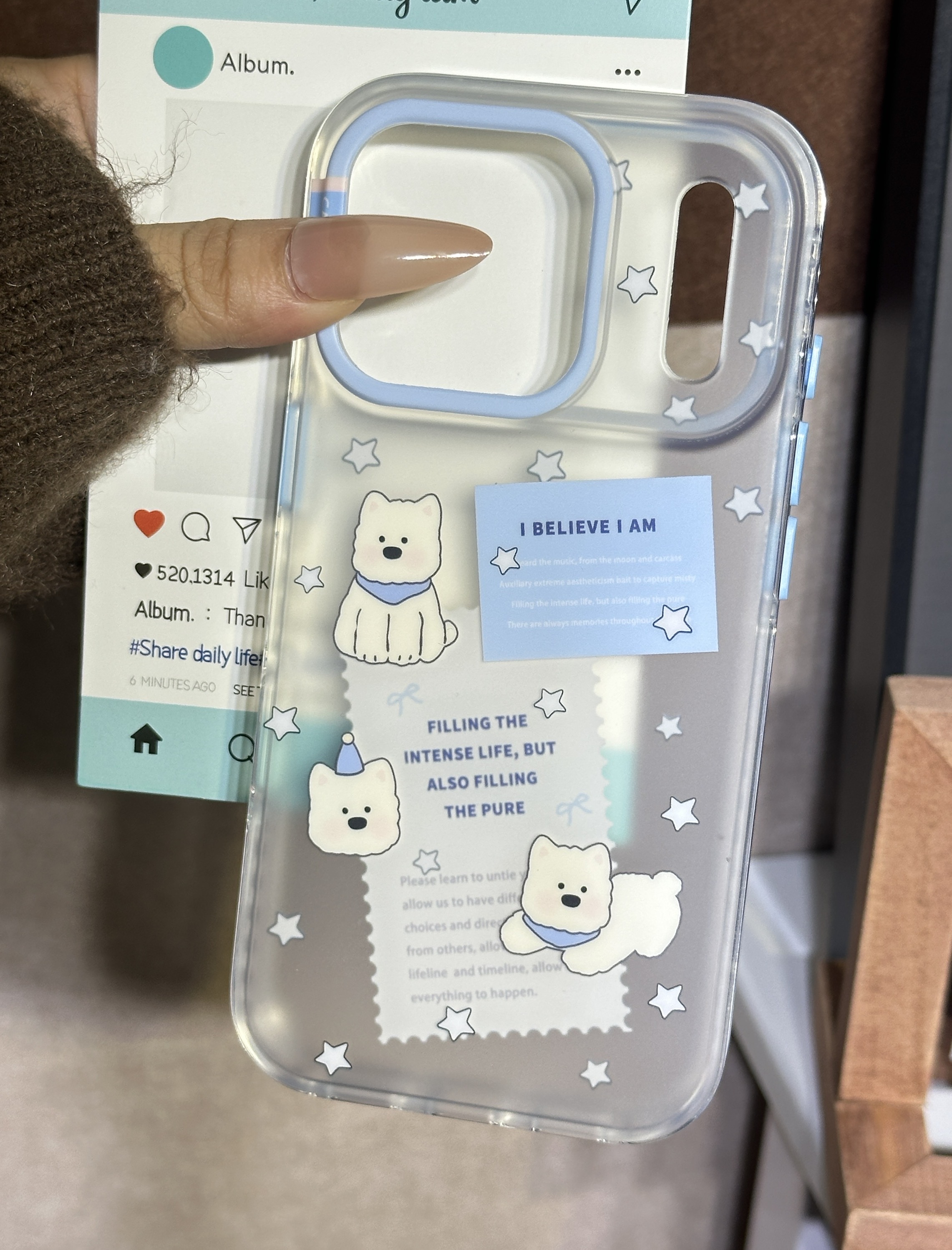 可爱卡通磨砂插画英文星星小狗适用苹果17pro英文iPhone16防摔15p