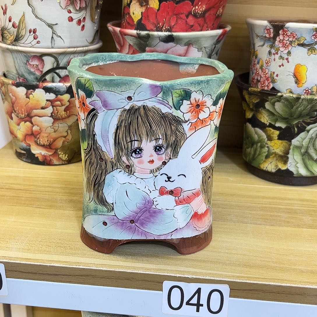 文***秀景德镇炫彩手绘陶瓷花盆