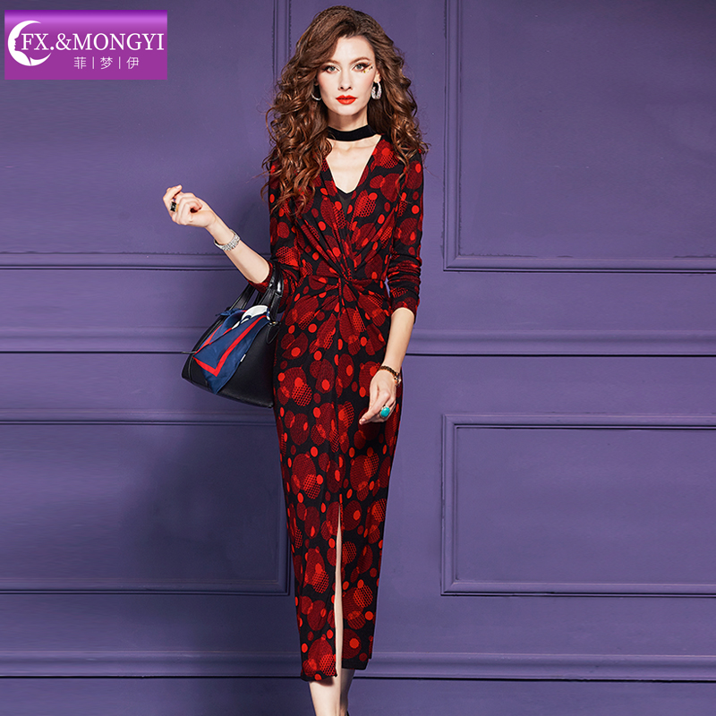 菲梦伊原创新款收腰显瘦气质名媛时尚连衣裙67013