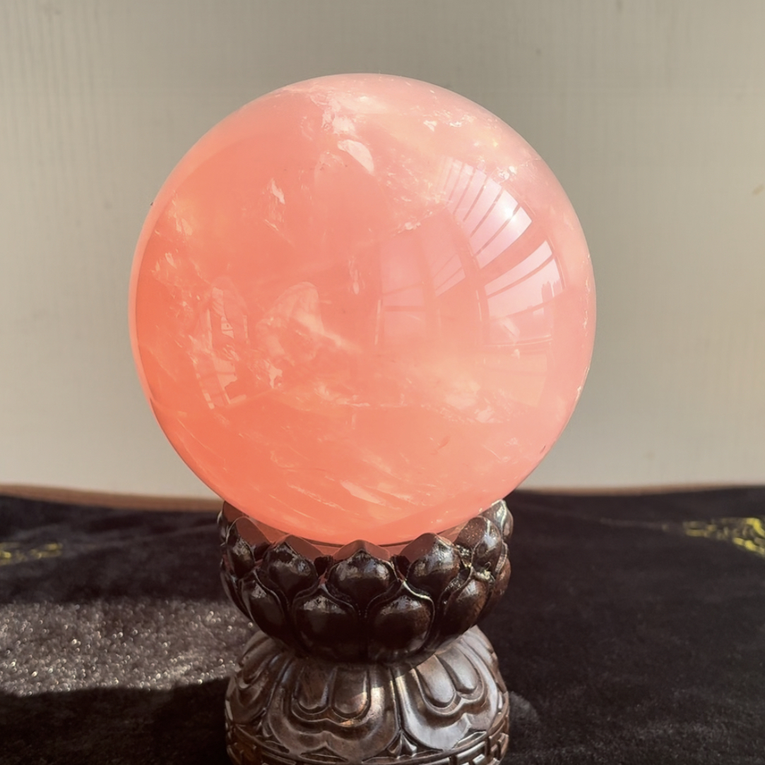 天然粉水晶121马粉送礼摆件