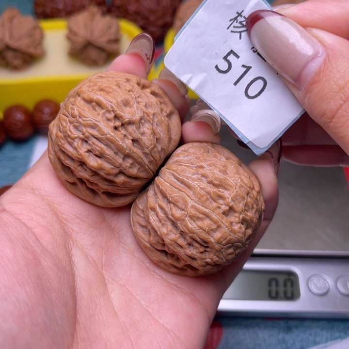 不***字文玩核桃把件铁锤40.510