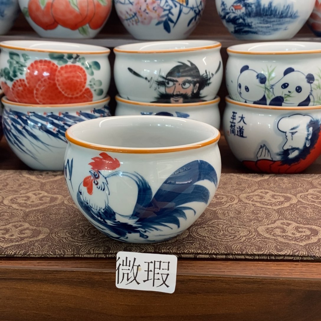 微瑕釉下彩纯手绘手工绘制