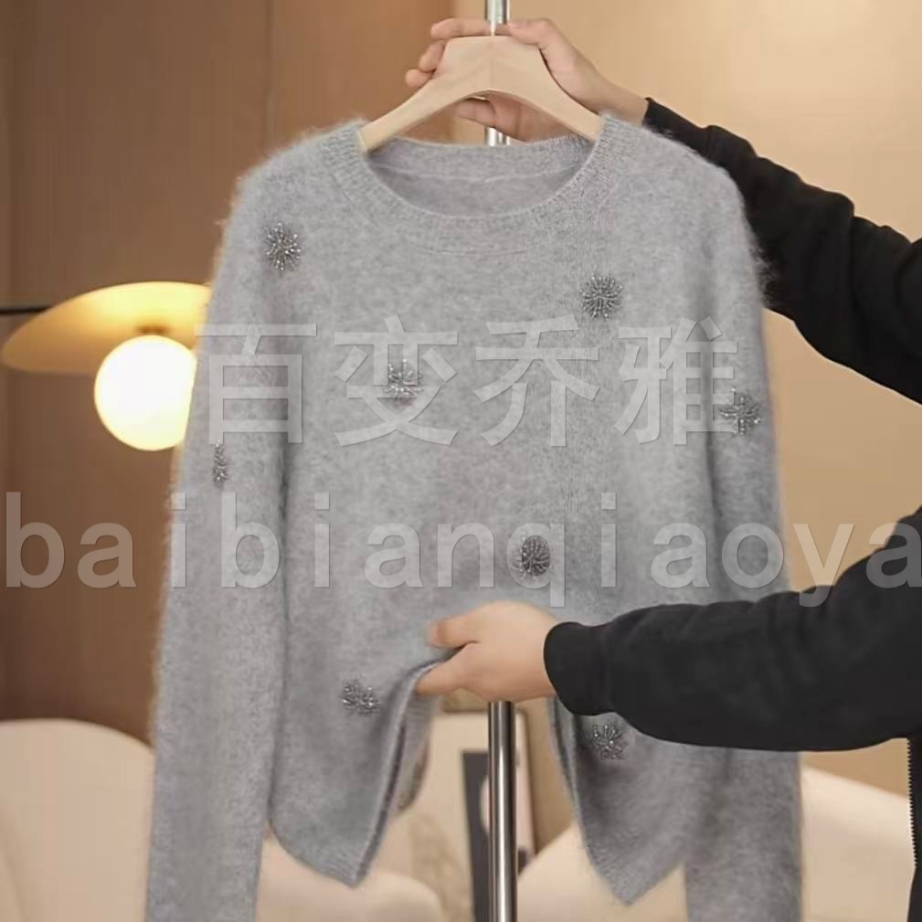 秋冬新款圆领宽松针织衫女ST25146