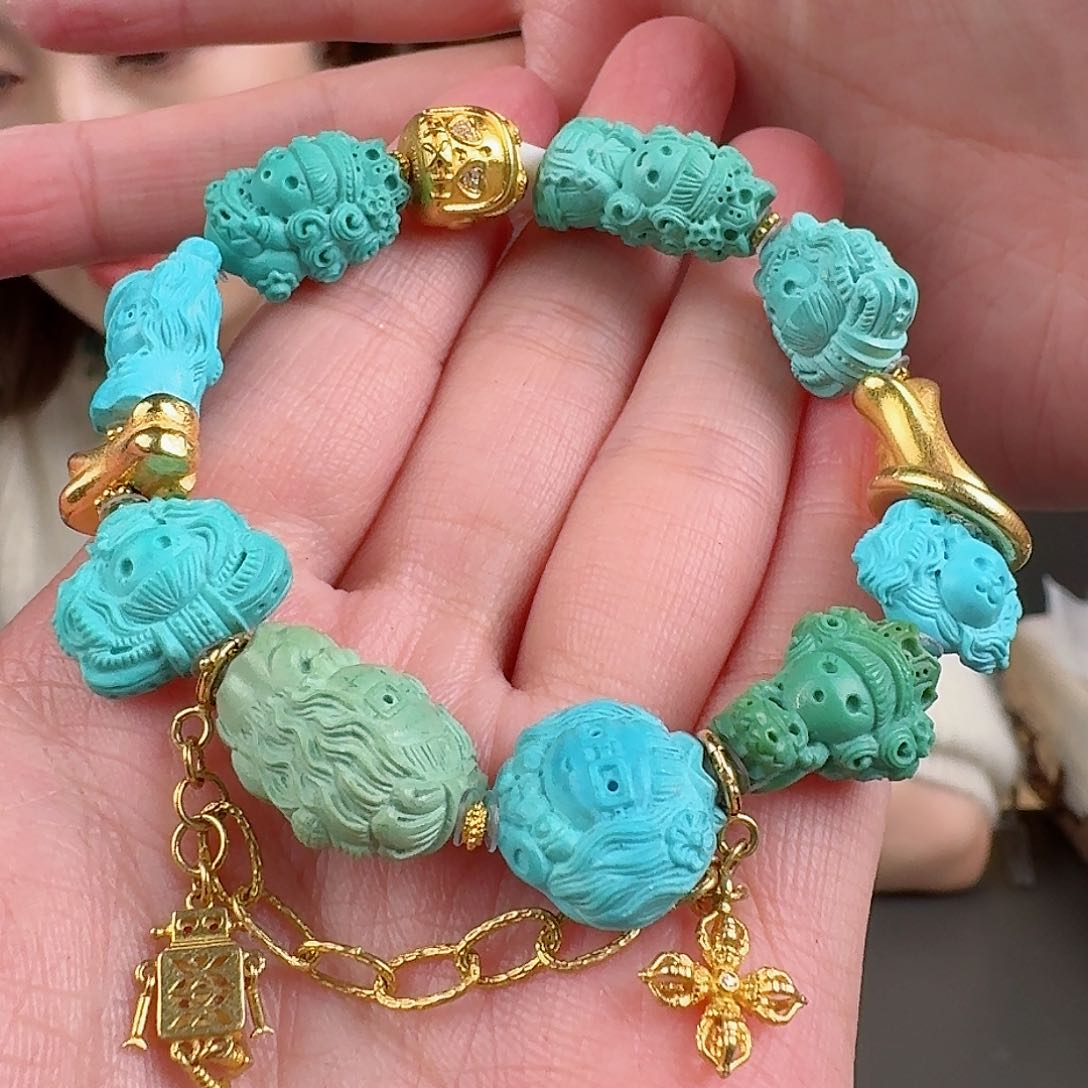 绿松石珠宝奇石18K金镶嵌?**全