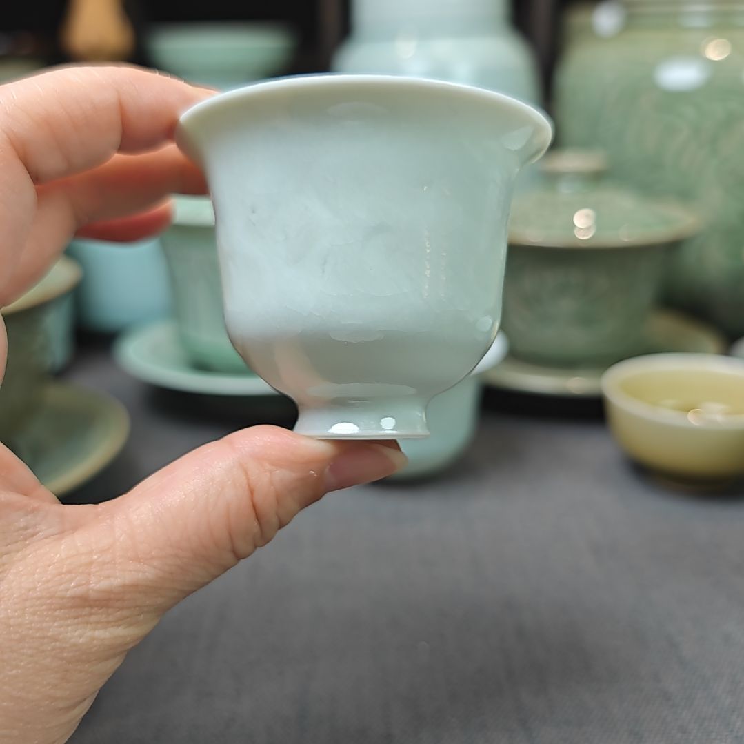 天青乳浊釉全手工青瓷茶盏