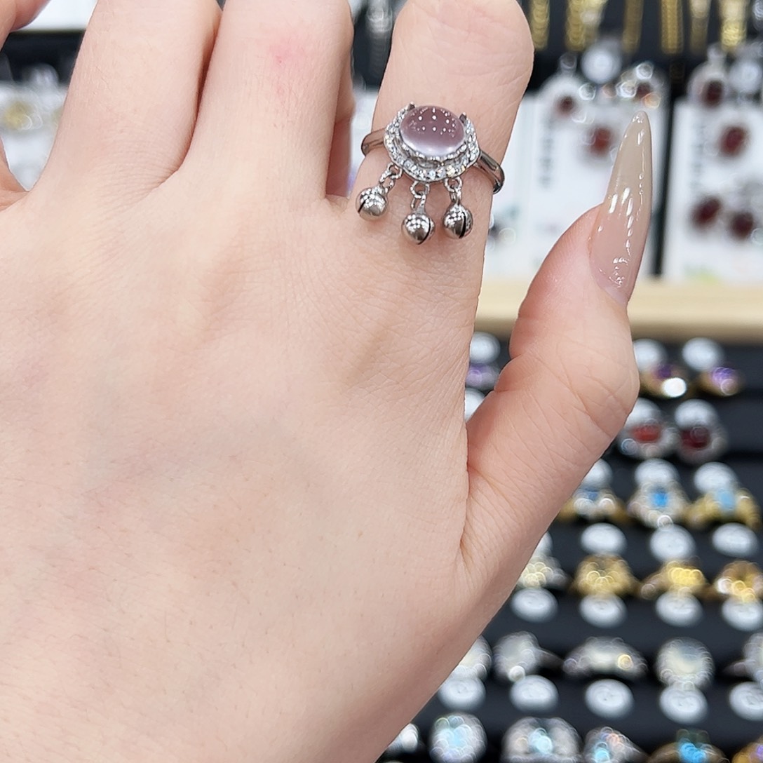 烟晶戒指银S925镶嵌戒指