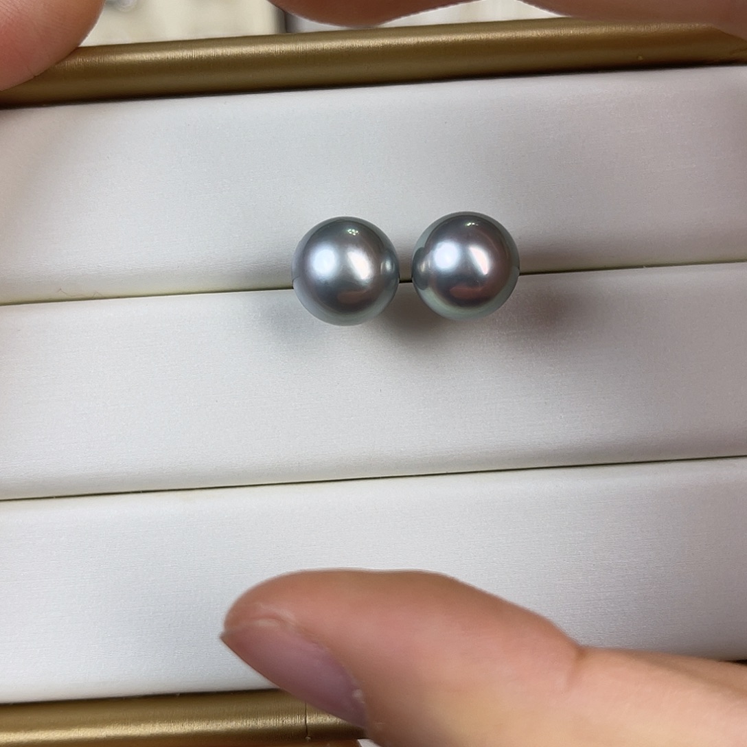 海水珍珠银S925镶嵌耳饰