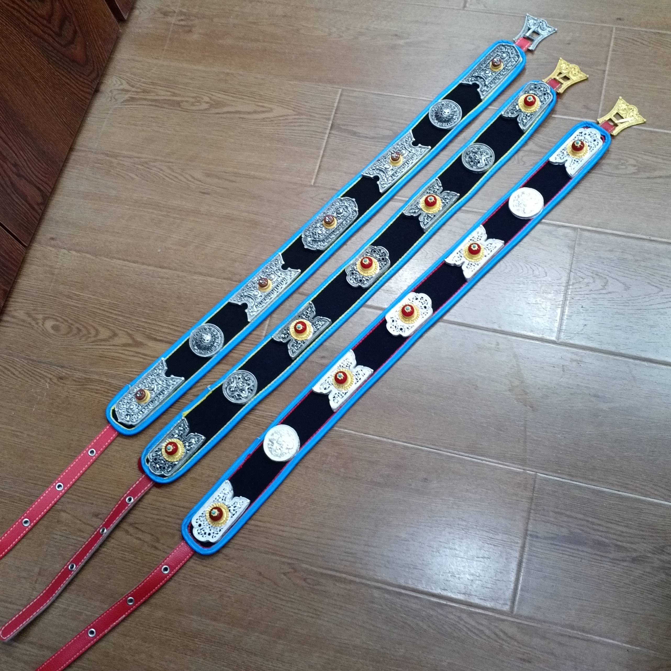 藏服蓝色民族风女款配饰女士腰带宽6公分合金做旧款复古风格街拍