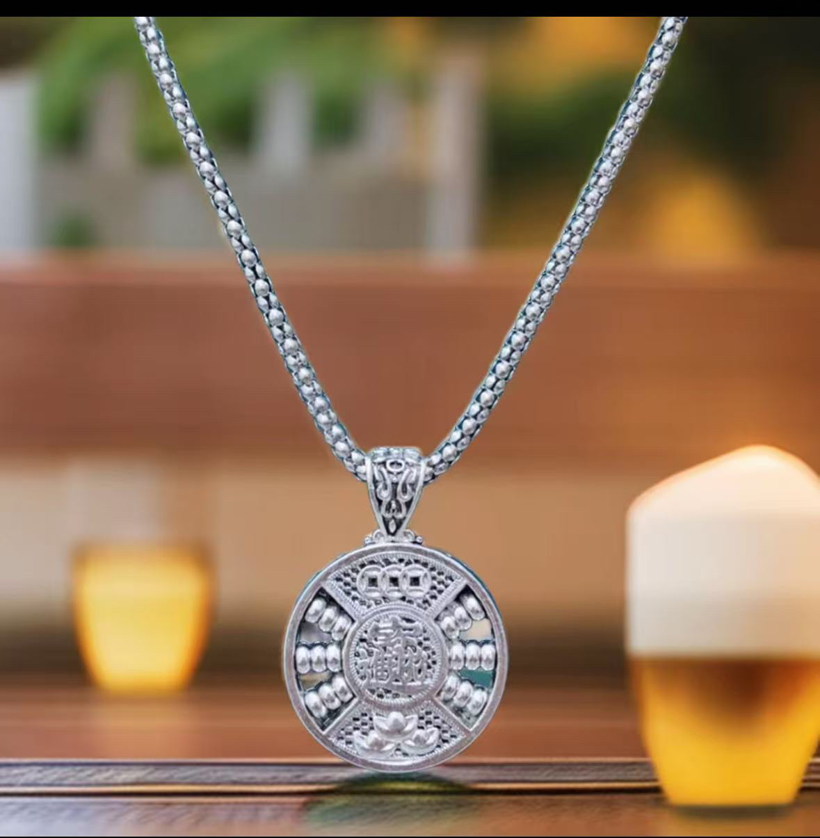 A-27新中式长款复古民族风招米进宝算盘毛衣链