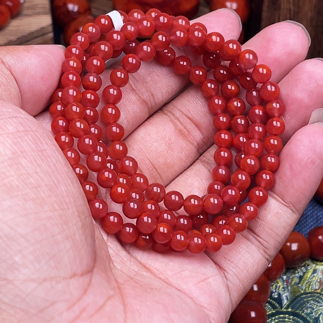 南红玛瑙未镶嵌珠链南红瓦西卡5多圈