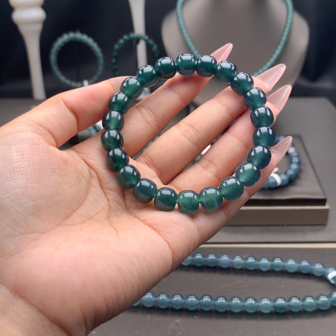 9***⁷翡翠未镶嵌手链卡9.7mm老型珠渐变色福利款有矿点