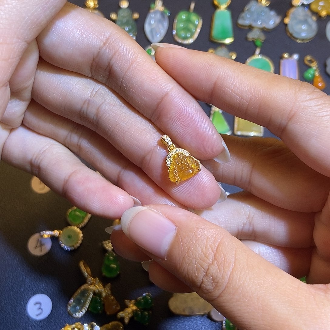 最***宝翡翠银S925镶嵌吊坠(不含链)