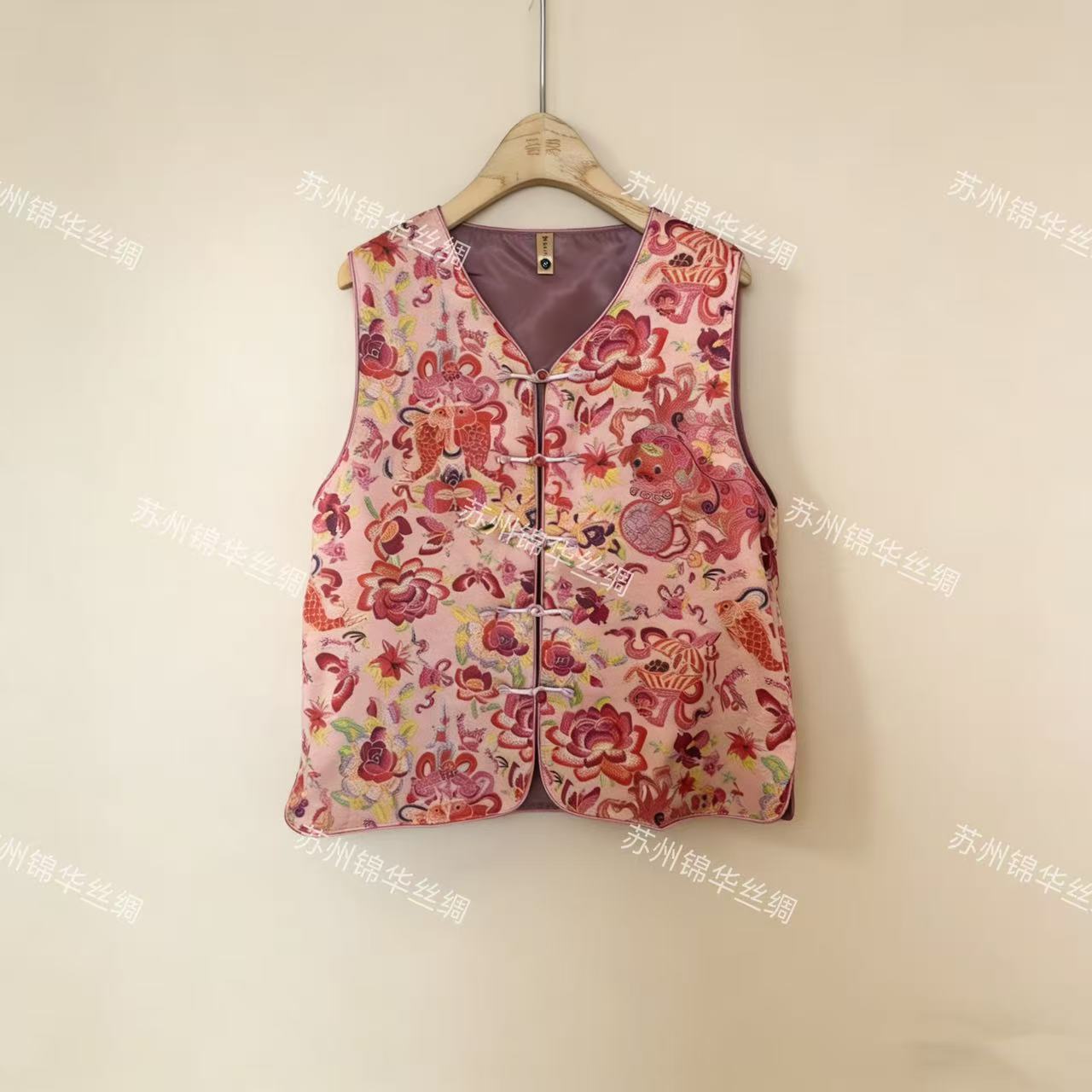 【锦鲤马甲】单排扣方领通用绣花复古大花百搭休闲马甲N60