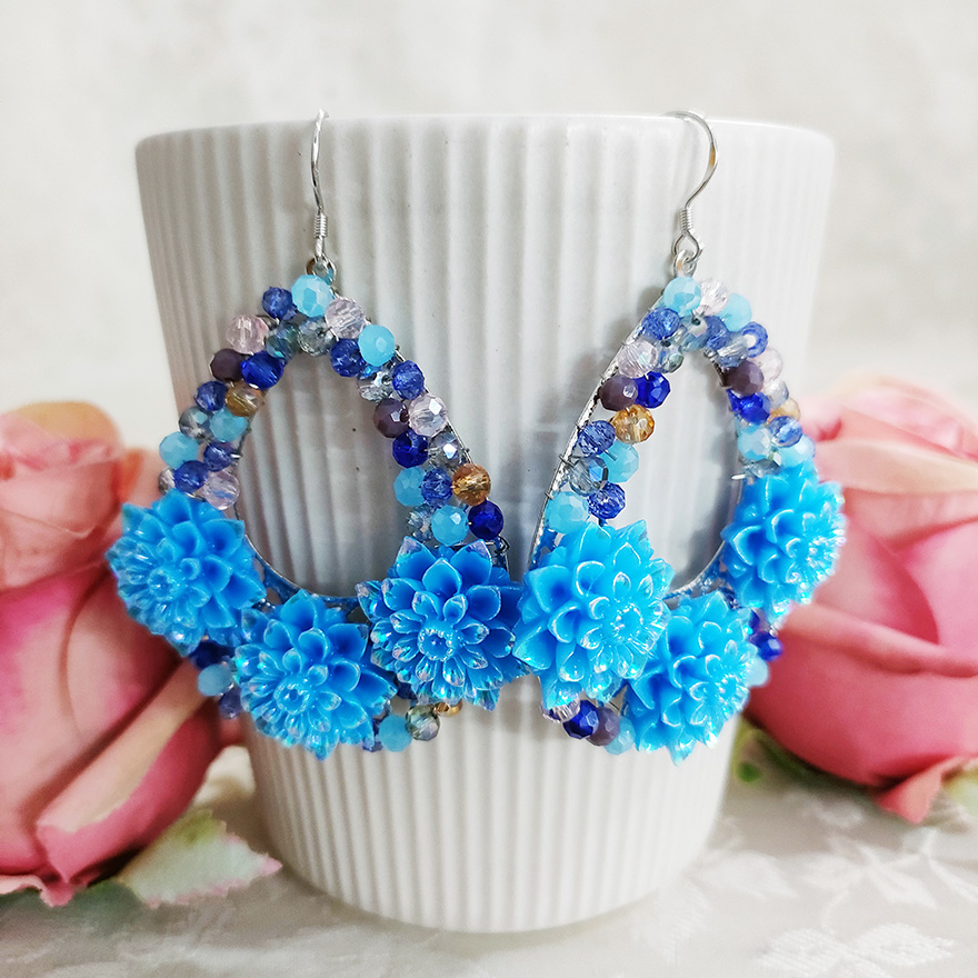 铜合金耳饰 民族风夸张气质手工花卉耳坠耳环3425