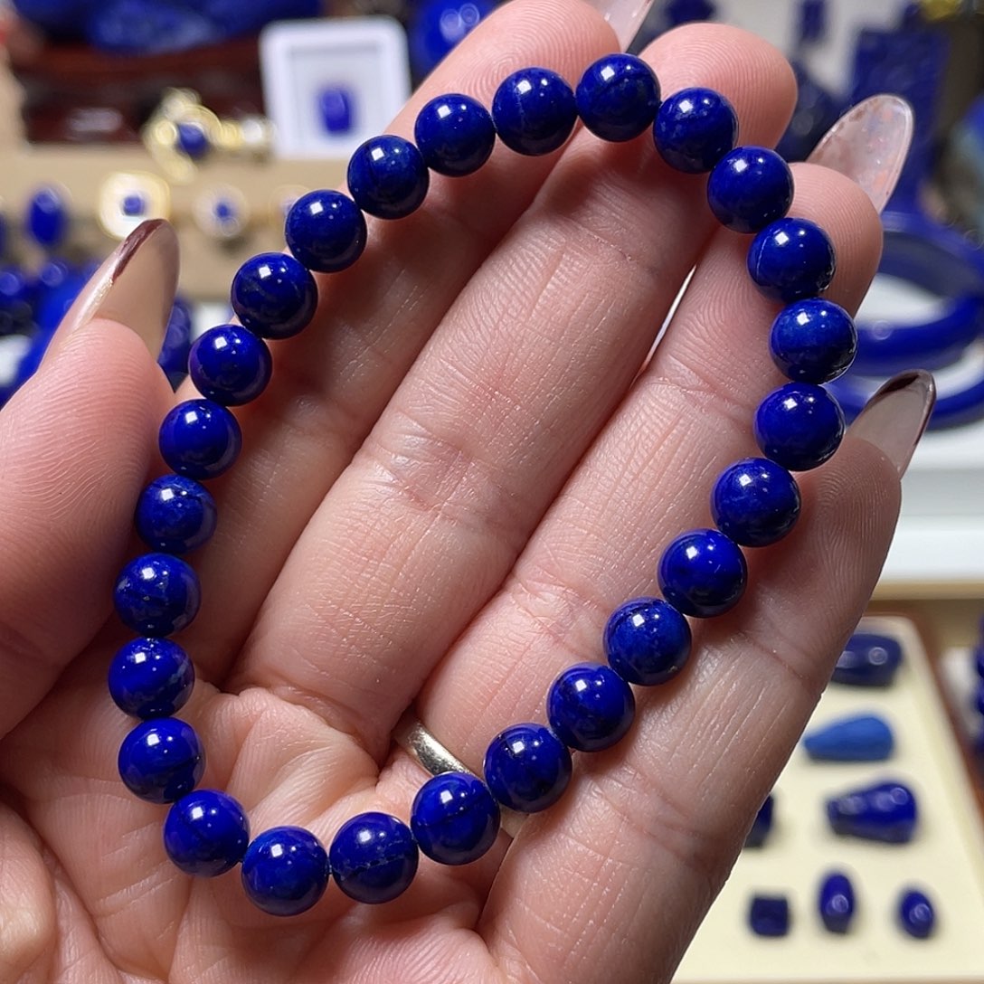 简***灰青金石未镶嵌7mm单圈手串